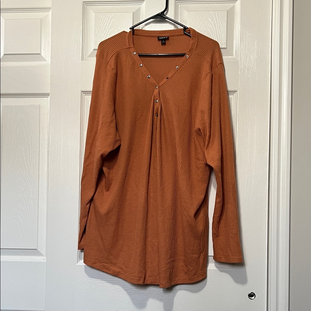 Torrid Orange Waffle Knit Long Sleeve